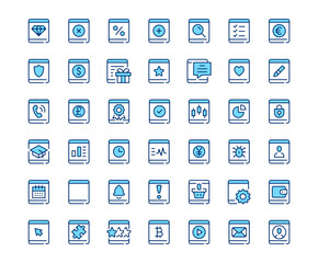 Tablet icons. Vector line icon set. Modern outline design. Blue concept