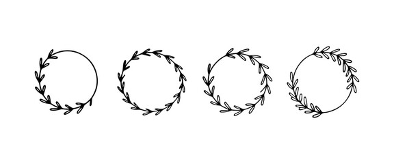 Round Floral Frame. Round Floral Frame made of delicate leaves and flowers in an elegant circular composition for soft botanical accents.