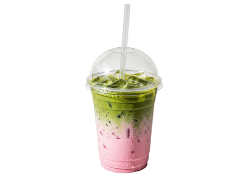 strawberry matcha iced latte dome cup