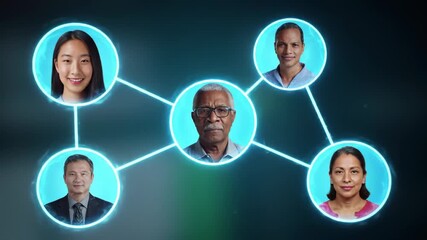 Diverse group connected by a network - Powered by Adobe