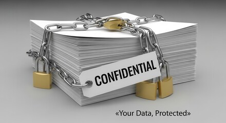 Stack of Confidential Documents Secured with Chains and Padlocks papers locked 1