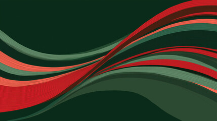 Flowing organic line pattern with smooth continuous curves in red and green tones creating dynamic and elegant abstract design with seamless movement and balance
