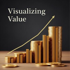 Stacks of gold coins and golden bar chart with upward trending line financial growth investment