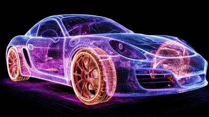 Naklejka premium Abstract wireframe car