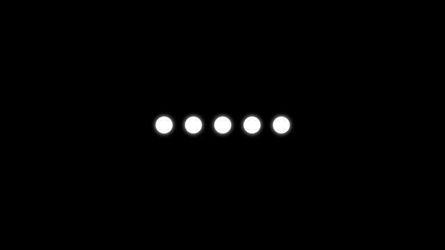 loading thinking animation on black background animated.Five dot loading icon animation.