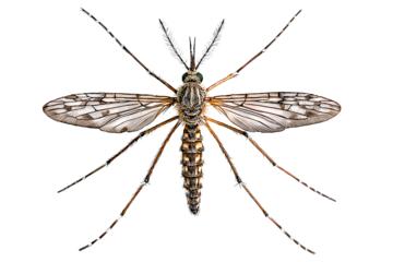 Top-Down View of Mosquito Resting with Legs Spread Out, Transparent Background