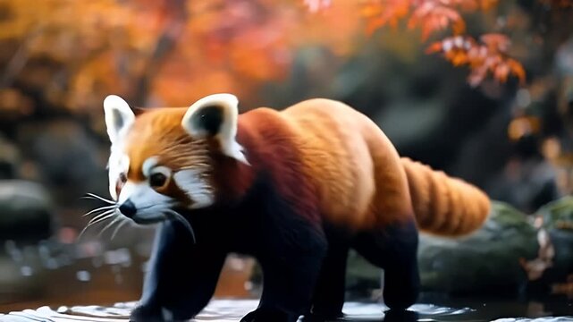 adorable red panda in the stunning nature