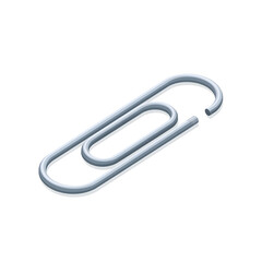 Simple Metal Paper Clip Isolated on White Background - Office Supplies Illustration