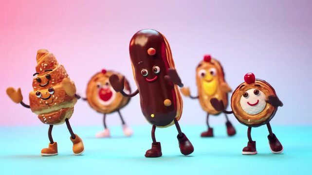 Animated pastries dancing