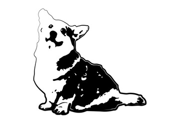 Сute сorgi dog - black vector animal illustration