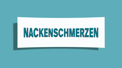 Nackenschmerzen (Neck pain) - A card isolated on light green background.