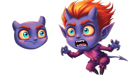Cartoon characters purple devil fantasy