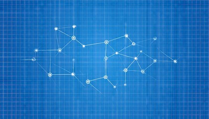 Translucent RF Matching Network Overlay on Blue Grid with Connected Nodes and Lines