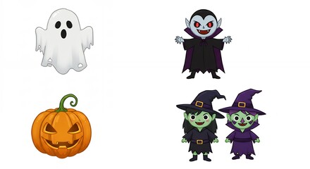 Halloween characters cartoon illustration