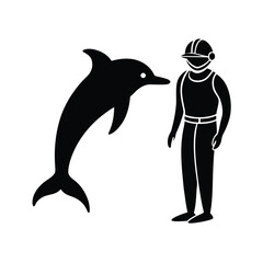 Fototapeta premium Dolphin and scuba diver icon