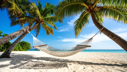 Tropical beach hammock under palm trees (1)