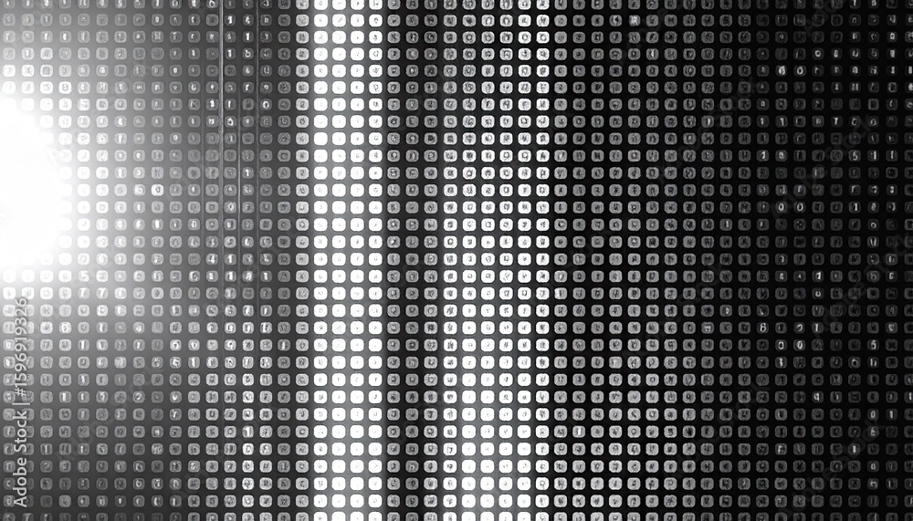 Poster Abstract Monochrome Grid Pattern with Vertical Lines and Bright Light Source