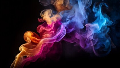 colored smoke on a black background