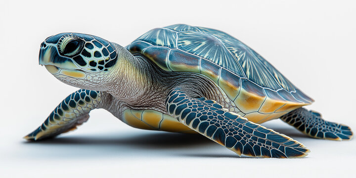 Beautiful turtle with textured shell swimming in the marine wildlife ecosystem