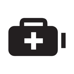 Fototapeta premium Red cross first aid medical kit box with health emergency icon symbol