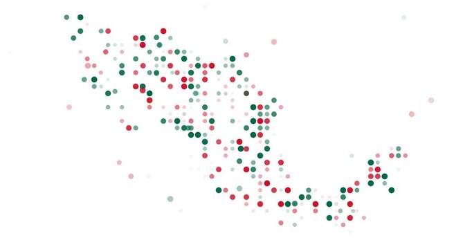 Falling Color Dots Form Mexico Map