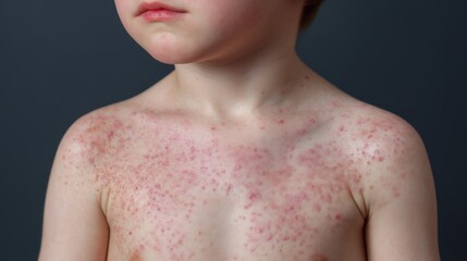 Child experiencing measles outbreak health crisis due to vaccine misinformation in a community setting