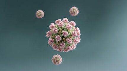 Measles virus representation emphasizing the importance of vaccination and public health awareness in communities