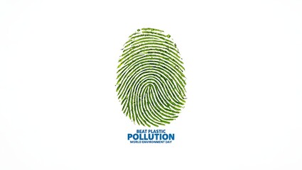 Beat plastic pollution world environment day green fingerprint ecology concept