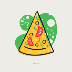Pizza, freehand-style drawing in Doodle style.