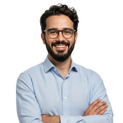 Smiling man with glasses isolated on transparent background
