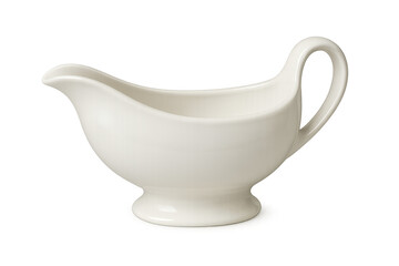Small white sauce boat isolated on transparent background, perfect for adding a touch of elegance to food images