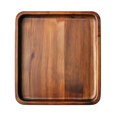 A wooden rectangular  tray with a smooth finish, isolated on a white background or transparent PNG.
