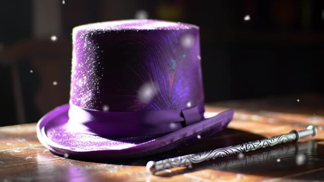 Purple top hat with a wand