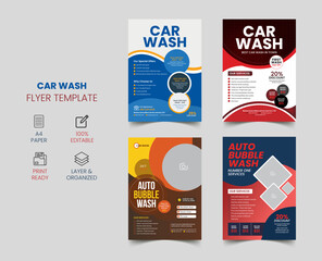 Car Wash Flyer design and Auto Professional Detailing & Cleaning Service template.