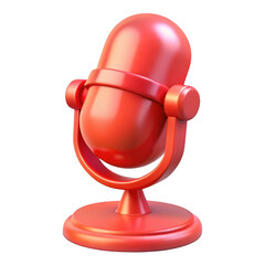3d vintage microphone with red finish isolated on transparent background