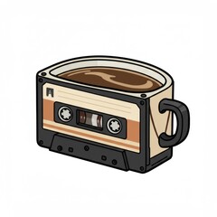 Obraz premium Pixel Art Coffee Mug Shaped Like Cassette Tape