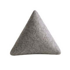 Stylish triangular grey felt cushion for modern interior decor.