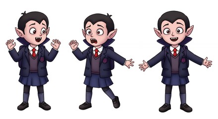 Cartoon vampire girl school uniform characters