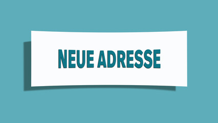 Neue Adresse (New address) - A card isolated on light green background.