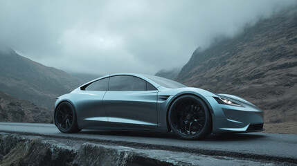Sport Car on Mountain Road