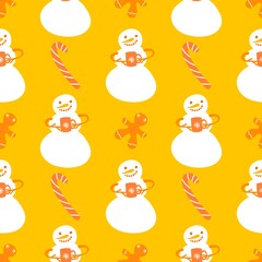 Christmas cartoon ice seamless snowman pattern for wrapping paper and fabrics
