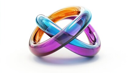 Intertwined rings of colorful, translucent glass