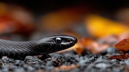 Fototapeta premium Close-up of a black snake (1)