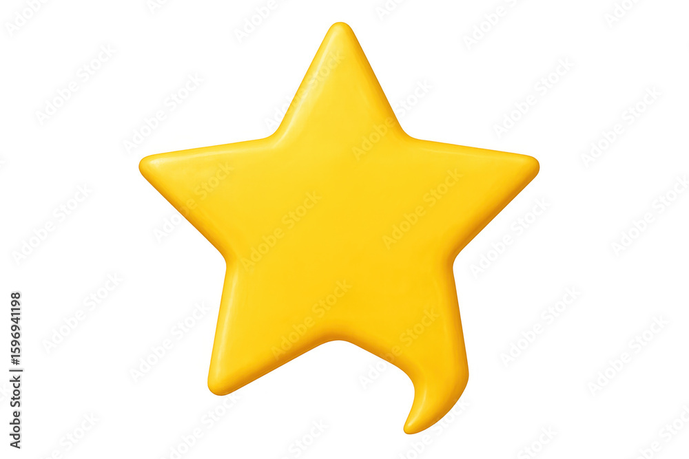 Fototapete yellow glossy star with speech bubble tail, 3d rendering, floating against transparent background, h