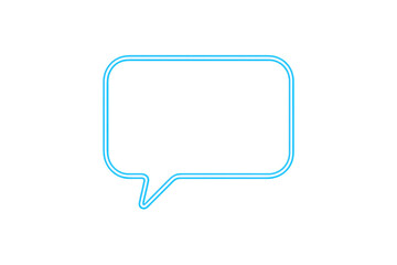 Fototapeta premium Bright neon blue speech bubble glowing on transparent background, ideal for communication and messaging concepts