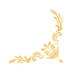 gold floral corner border vector illustration.