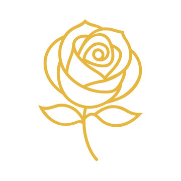 gold glitter rose outline illustration.