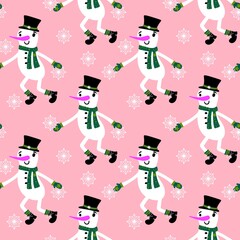 Christmas cartoon ice seamless snowman pattern for wrapping paper and fabrics