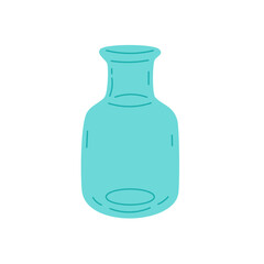 Simple translucent blue glass vase with narrow neck and soft curves on white background