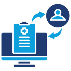 Health Information Exchange Flat Blue Icon Vector Illustration